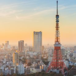 Tokyo Tower at sunset and twilight hours