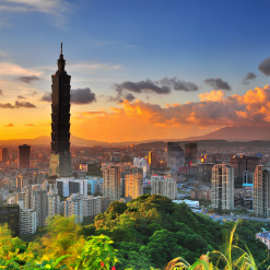 hoàng hôn tại tháp tapei 101 đài loan